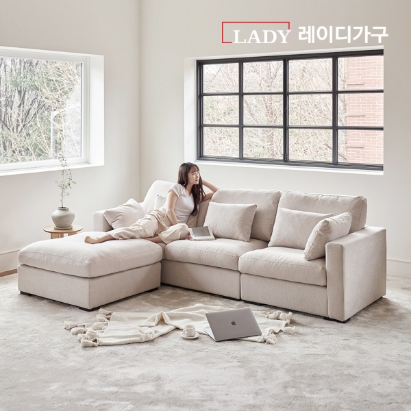 [NEW런칭] 레이디가구 소노 프리미엄 구스 패브릭 모듈 소파 4인용 + 스툴