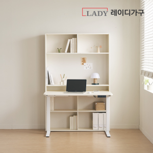 [연말결산특가][의자증정] 코튼M 듀얼모터 독서실책상 모션데스크 (오픈책장형/도어책장형)