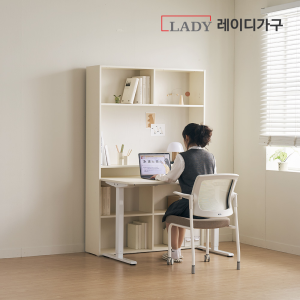 [연말결산특가][의자증정] 코튼M 듀얼모터 독서실책상 모션데스크 (오픈책장형/도어책장형)