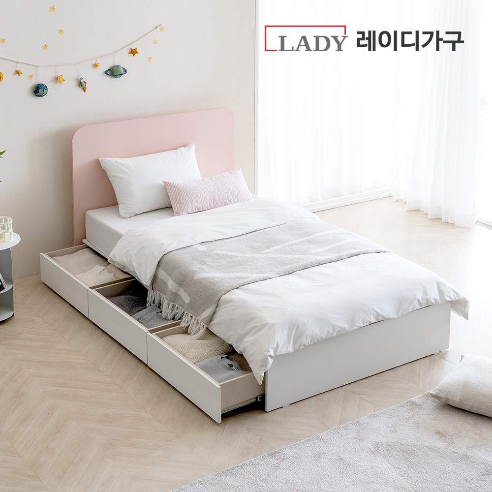 [파이널특가] 멜로 슬림헤드 수납침대 S/SS (베이비핑크)