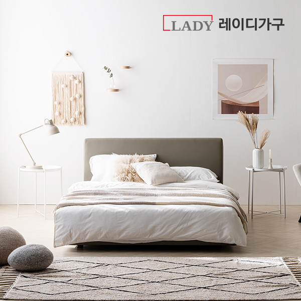 [파이널특가] 코쿤 슬림/LED수납 가죽 저상형침대 신혼침대 (웜그레이)