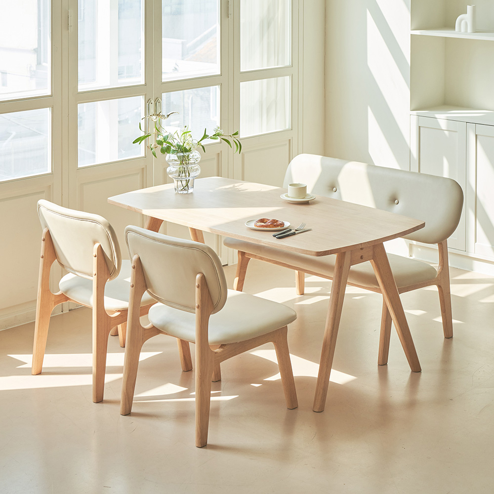 [파이널특가] 스칸딕 패밀리 원목 와이드 4인식탁세트 (의자4)