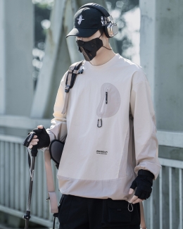 배색 미니멀 캐주얼 저지 긴팔 티셔츠