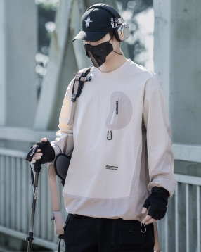 배색 미니멀 캐주얼 저지 긴팔 티셔츠