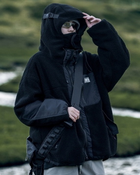 테크웨어 벨벳 다크 양털 후드 자켓