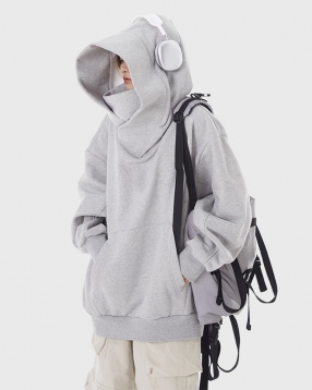 넥워머 오버핏 테크웨어 무지 후드