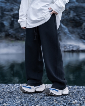 캐주얼 오버핏 스트레이트 트레이닝 밴딩 팬츠