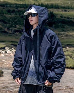 오버핏 테크웨어 더블지퍼 빅후드 자켓