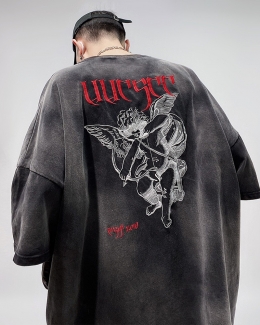 스트릿 레트로 힙합 루즈핏 헤비 반팔