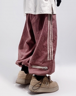 크롭 조거 스트릿 힙합 캐주얼 3줄 팬츠