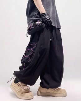 레그 크롭 힙합 스트릿 와이드 팬츠