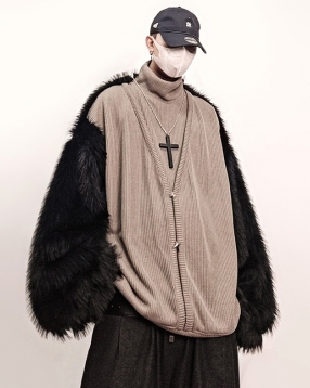 퍼 스웨터 스트릿 오버핏 니트 하이넥