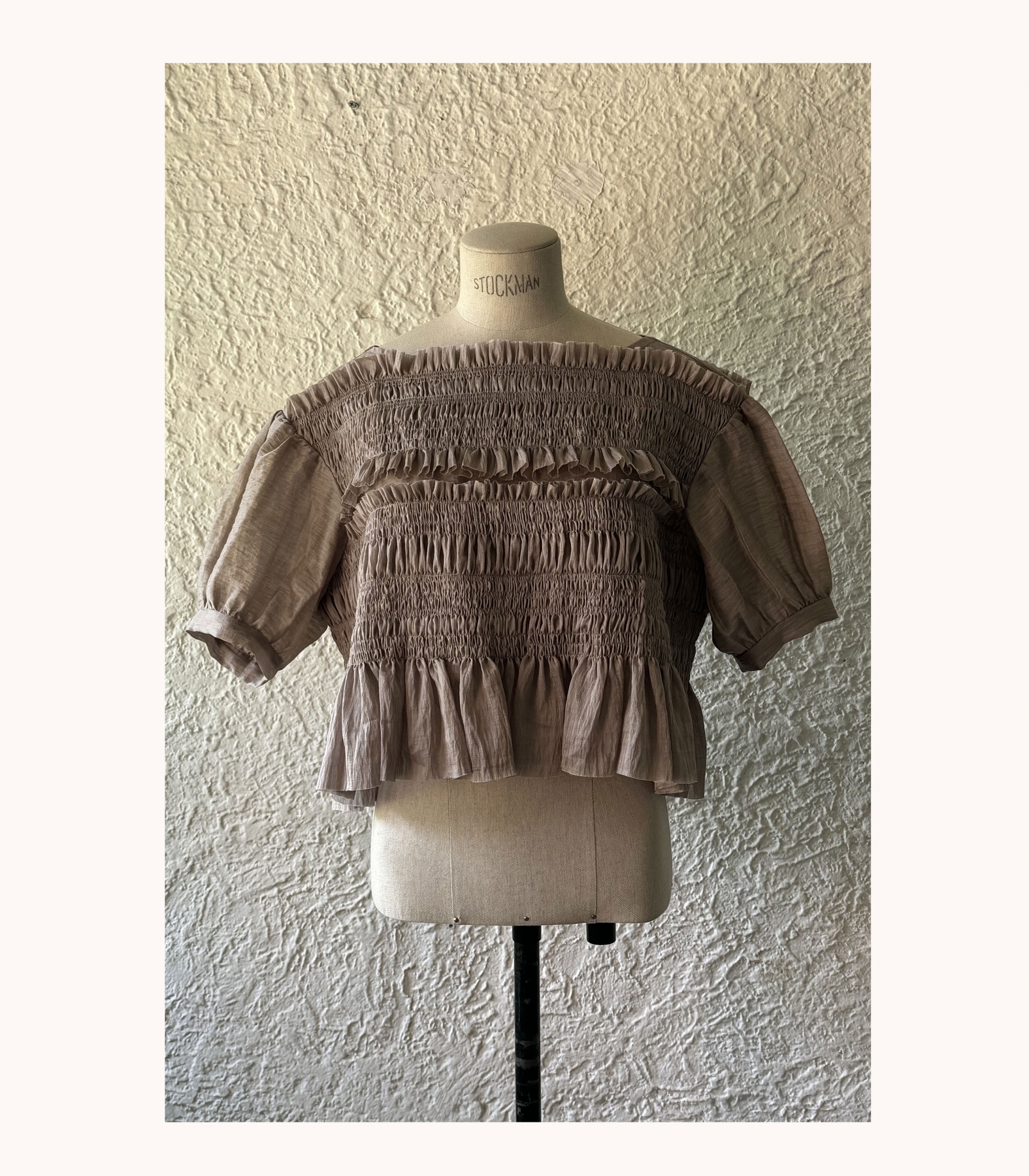 Layered Smocking Crop Blouse (2 colors)