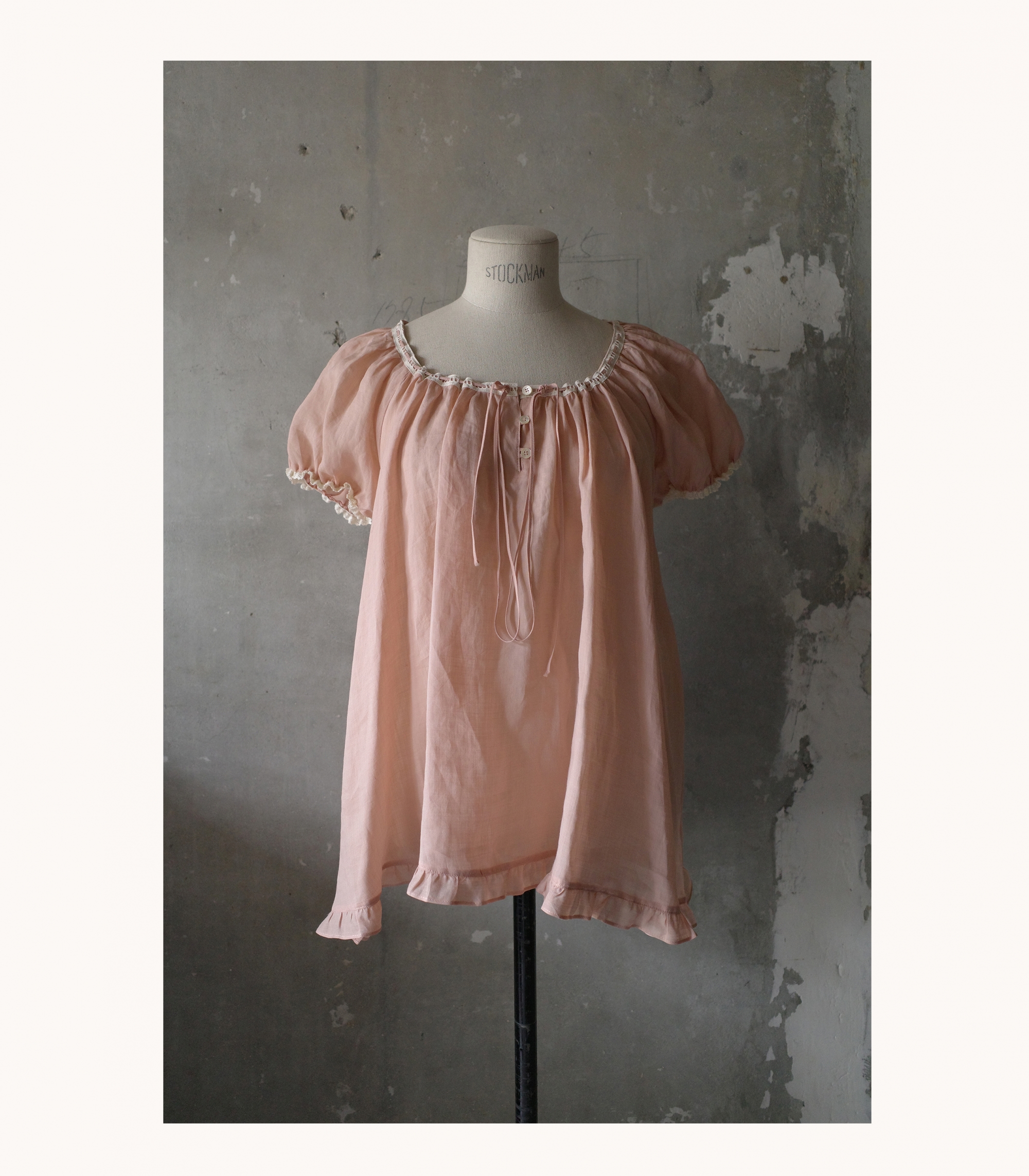 Ribbon sheer cap sleeve blouse (2colors)