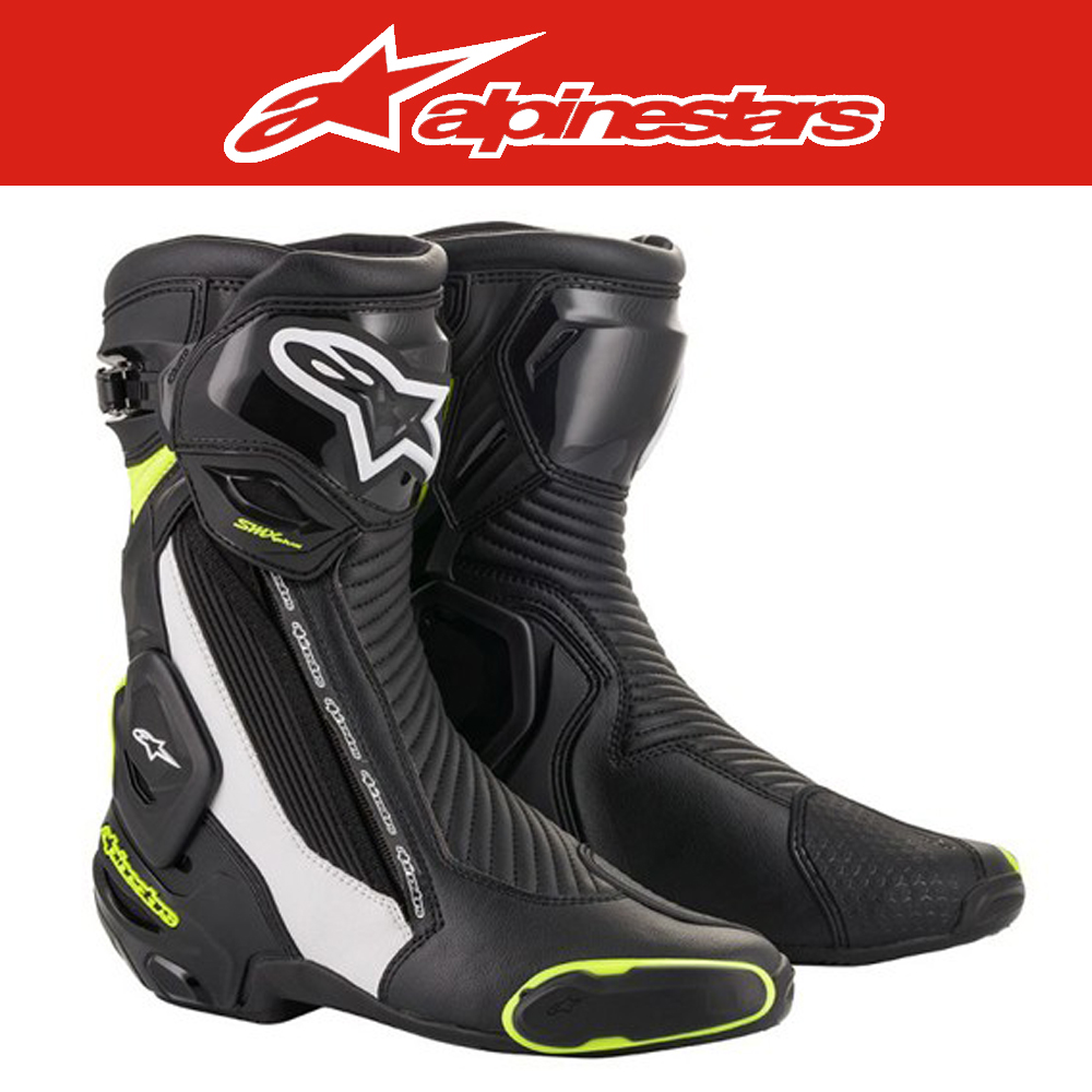 알파인스타 SMX PLUS V2 부츠 블랙 화이트 옐로우플루 레이싱 BOOTS 롱부츠