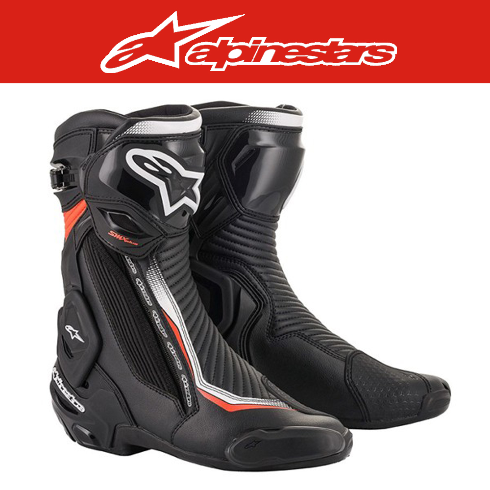 알파인스타 SMX PLUS V2 부츠 블랙 화이트 레드플루 레이싱 BOOTS 롱부츠