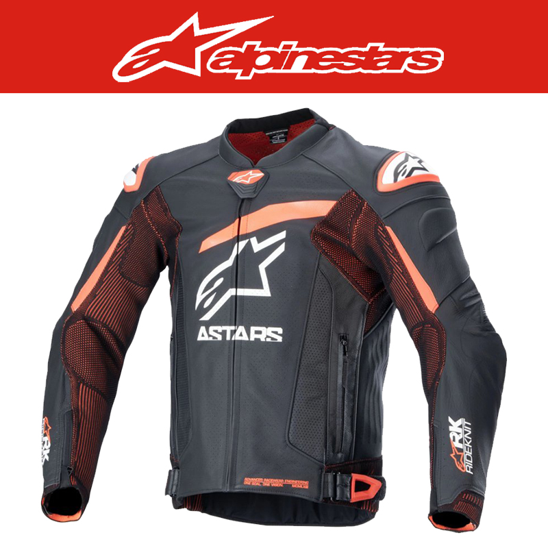 알파인스타 GP PLUS R V4 RIDEKNIT LEATHER JACKET - BLACK RED FLUO WHITE
