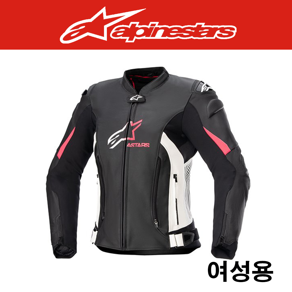 알파인스타 STELLA GP PLUS V4 LEATHER JACKET - BLACK WHITE DIVA PINK