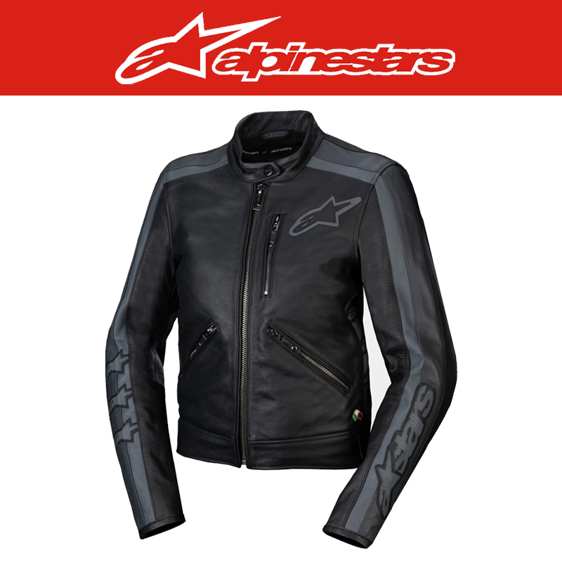 알파인스타 STELLA DYNO LEATHER JACKET - BLACK TAR GRAY DARK GRAY