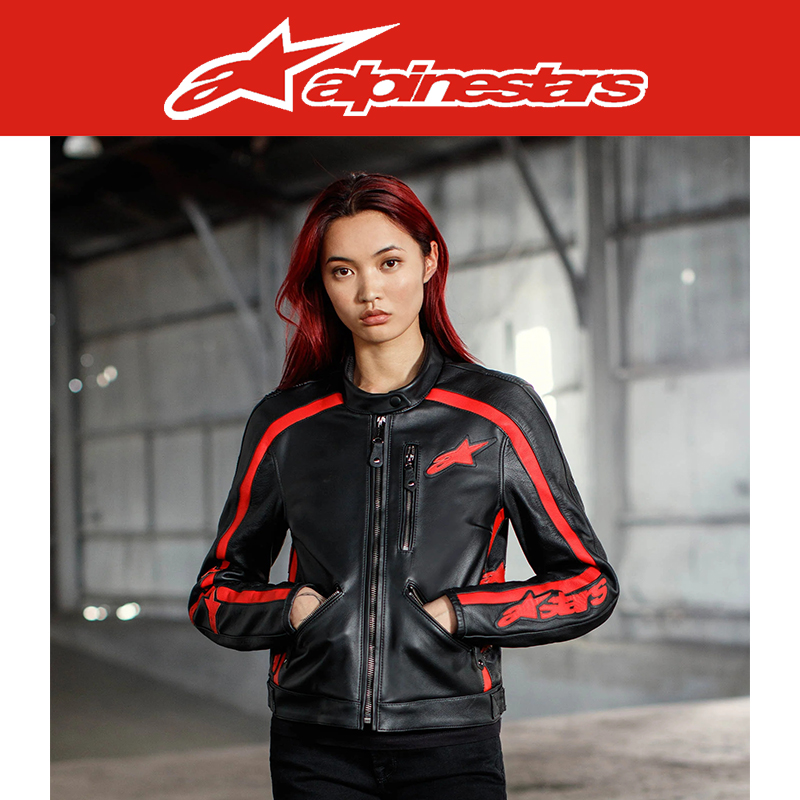 알파인스타 STELLA DYNO LEATHER JACKET - BLACK HAUTE RED