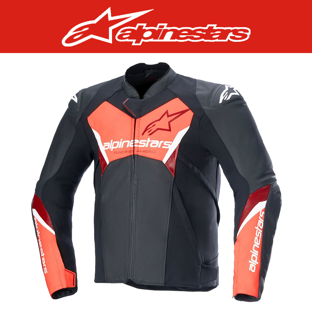 알파인스타즈 FASTER V3 LEATHER JACKET - BLACK RED FLUO 오토바이 자켓, 바이크 자켓, 가죽 자켓, 레이싱 자켓, 자켓
