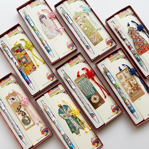 전통문양 책갈피 볼펜박스4종세트 외국인선물 북마크 행사 기념품