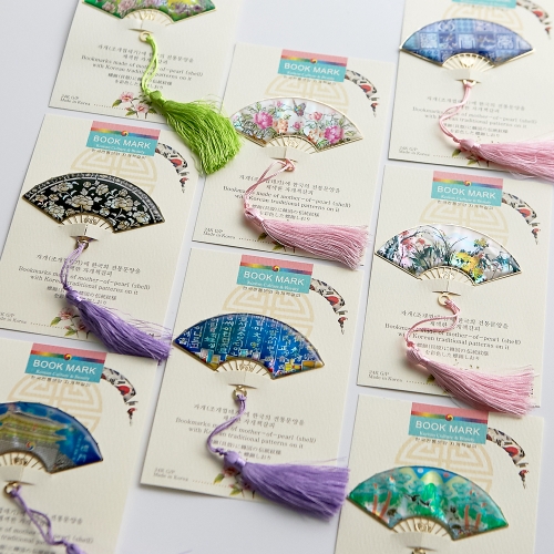 전통문양 자개부채 금속 책갈피 외국인선물 북마크 행사 기념품