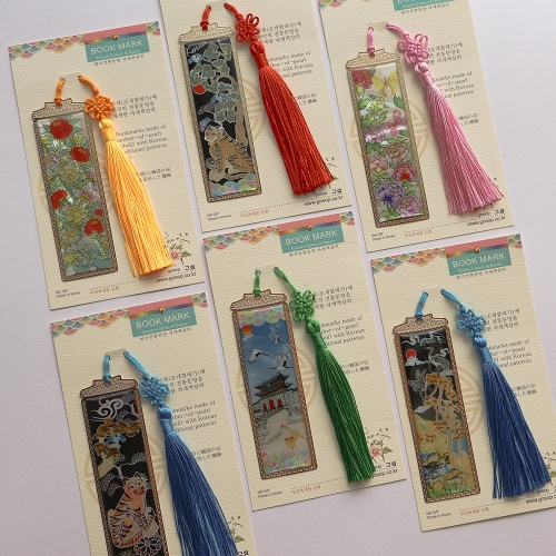 전통문양 자개 긴모양 금속 책갈피 외국인선물 북마크 행사 기념품
