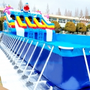 상어 슬라이드 4라인 조립식용 8m *6.5m * 5.5m (발판높이 2.9m) 에어풀장 어린이 유아 물놀이풀장 에어바운스