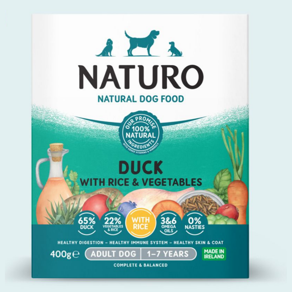 내추로 습식사료 팩타입 오리&현미 400g
