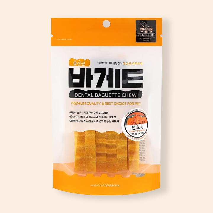 펫슐랭 유산균 바게트츄 단호박 120g