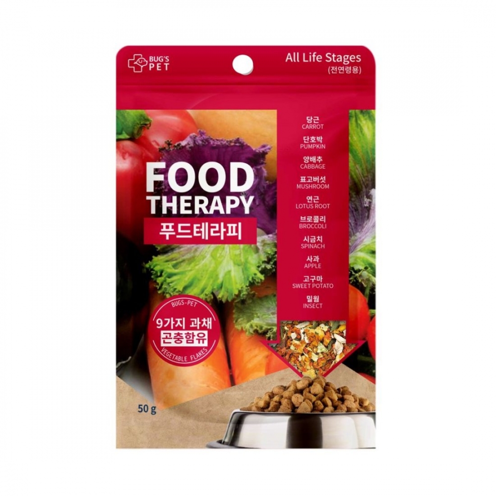 벅스펫 푸드테라피 50g 야채후레이크 보조사료