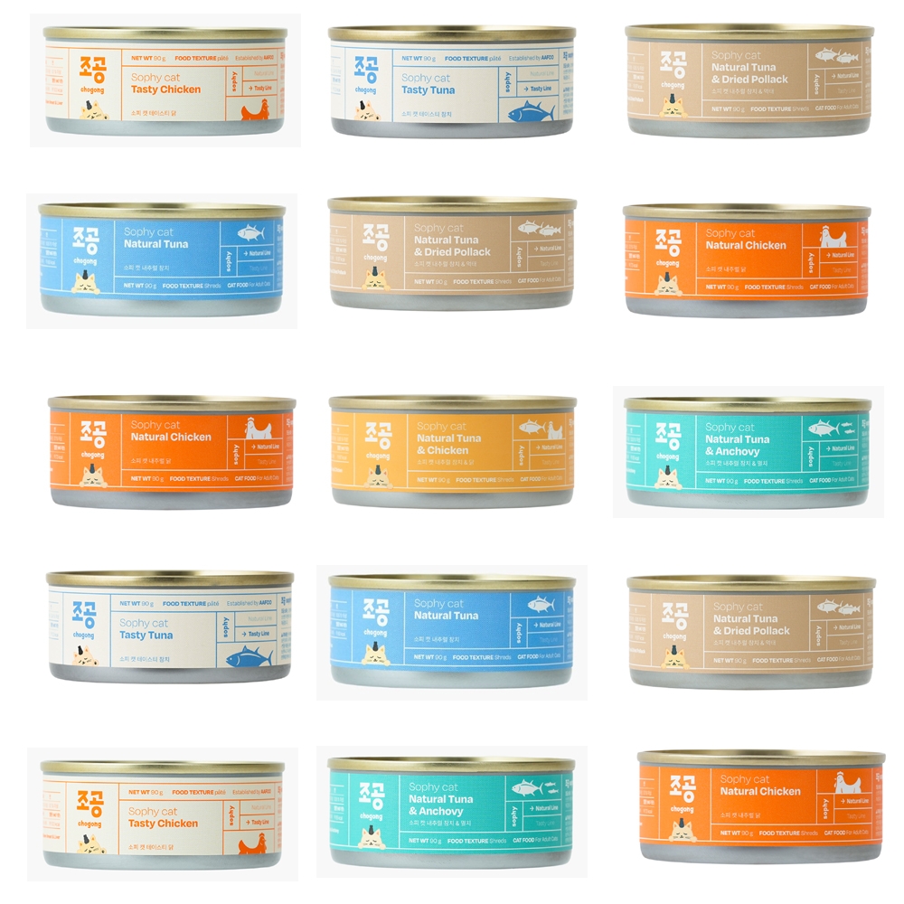 조공 소피 캣 고양이습식사료 내추럴&테이스티 90gX12개 콤보