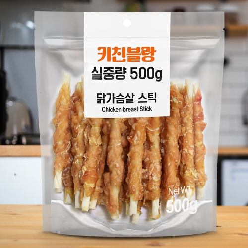 (1+1행사중) 키친블랑 닭가슴살스틱 치킨우유껌 실중량 500g