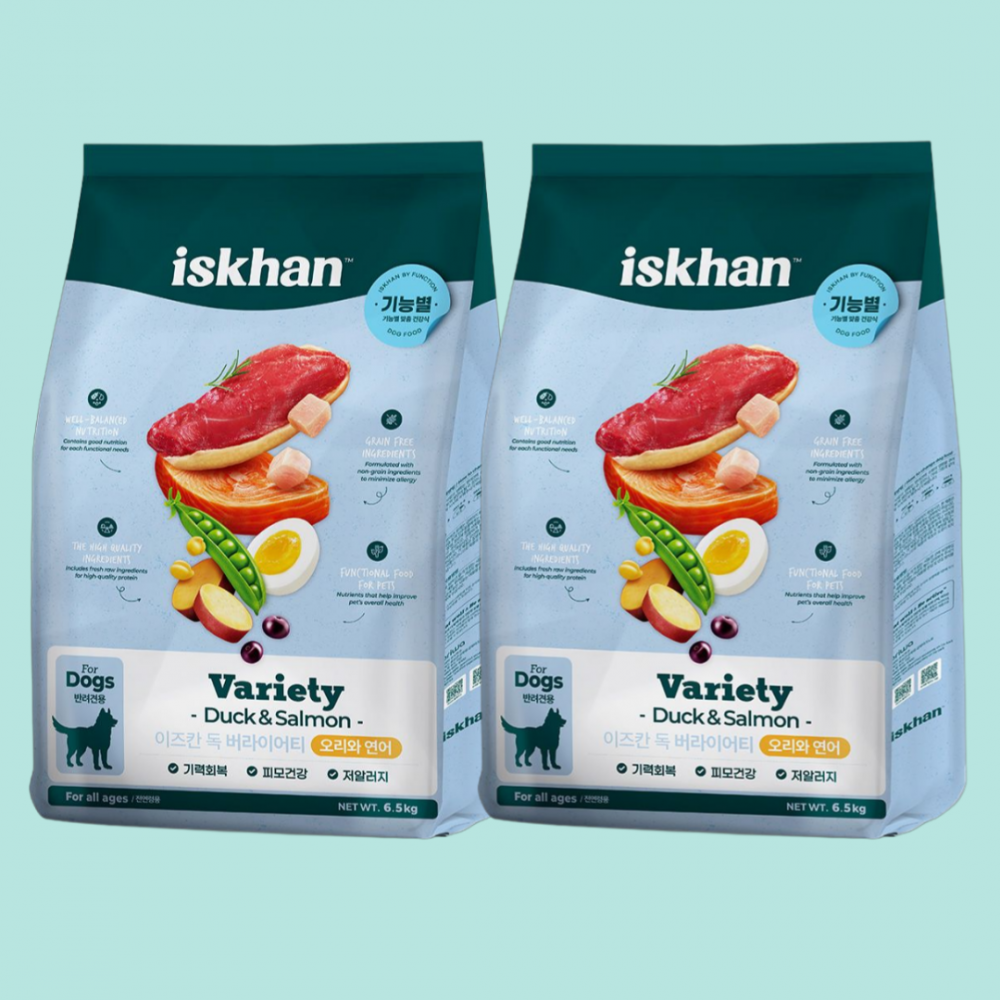 이즈칸 독 버라이어티 오리와연어 6.5kgX2개