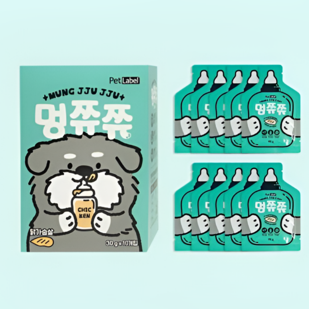 펫라벨 멍쮸쮸 짜먹는강아지간식 닭가슴살 30gX10개