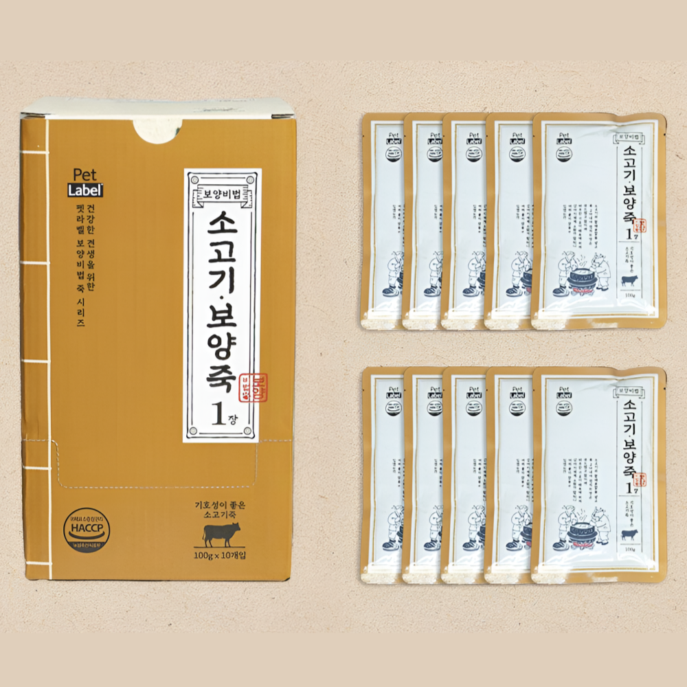 펫라벨 보양비법 소고기 보양죽(황태+매생이+닭가슴살) 100gX10개