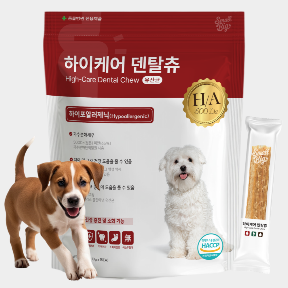 스몰빅 하이케어 덴탈츄 500달톤 가수분해 기능성간식 유산균 15P
