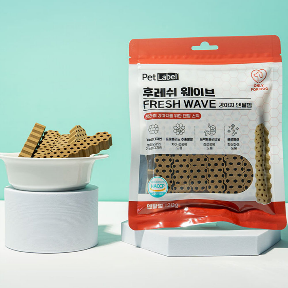 펫라벨 후레쉬 웨이브 덴탈껌 대형 120g