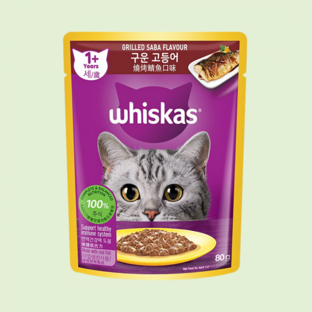 위스카스 고양이 습식파우치 구운 고등어 80g