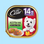시저 강아지 습식사료 14세이상 소고기와 야채 100g