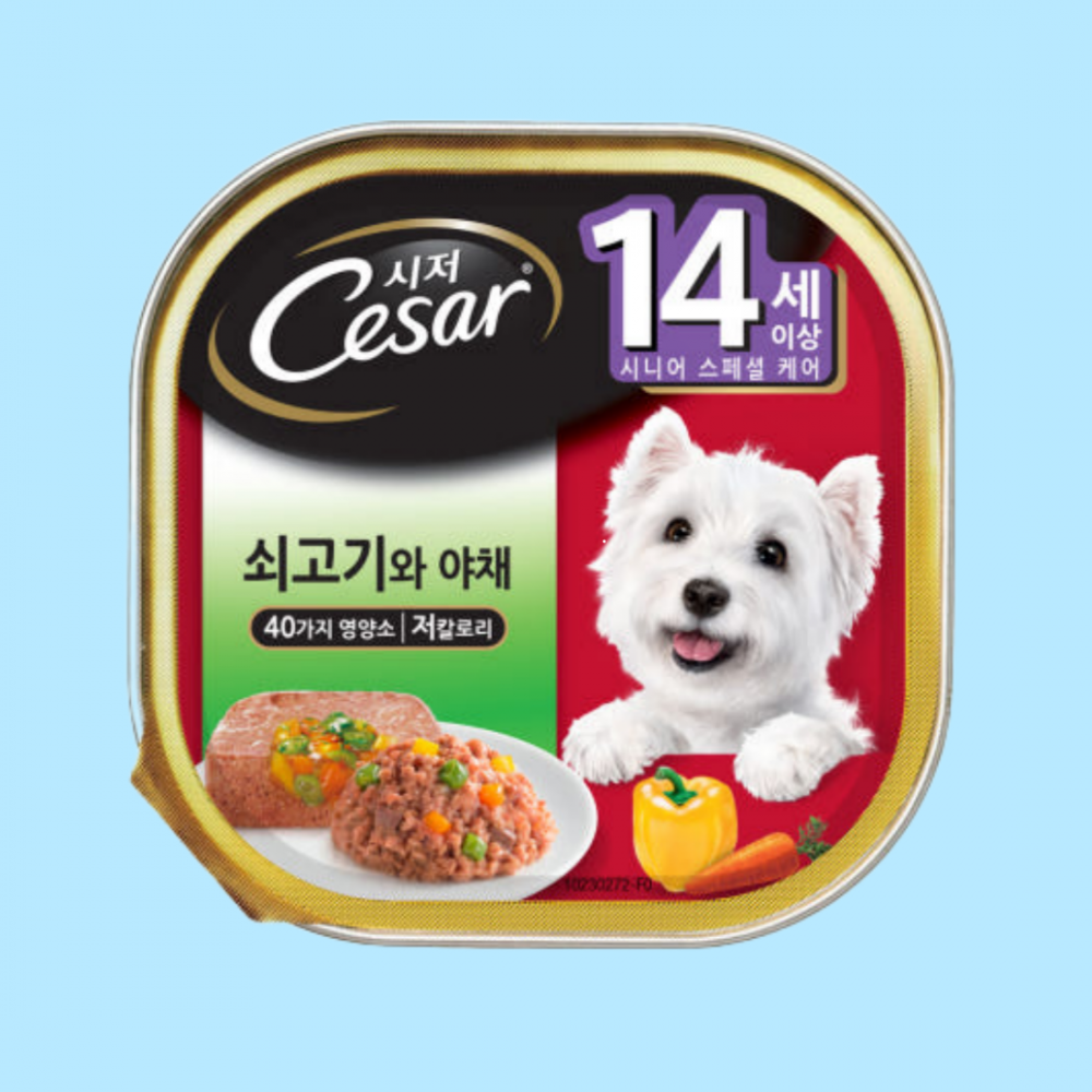 시저 강아지 습식사료 14세이상 소고기와 야채 100g