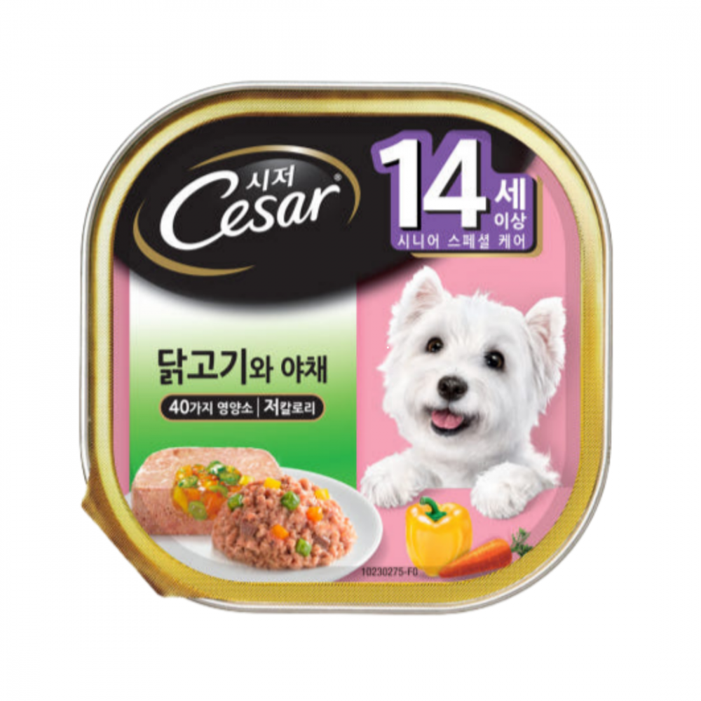 시저 강아지 습식사료 14세이상 닭고기와 야채 100g
