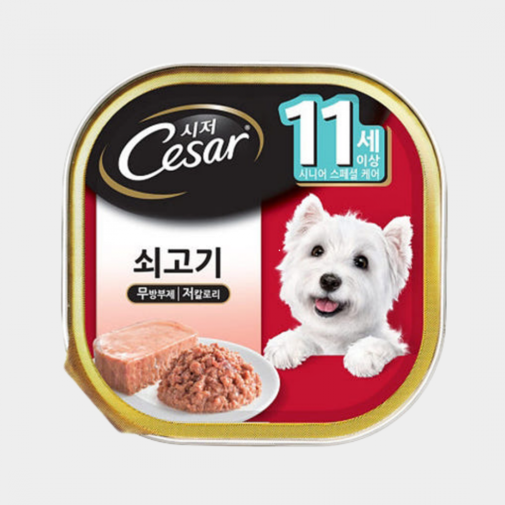 시저 강아지 습식사료 11세이상 소고기 100g