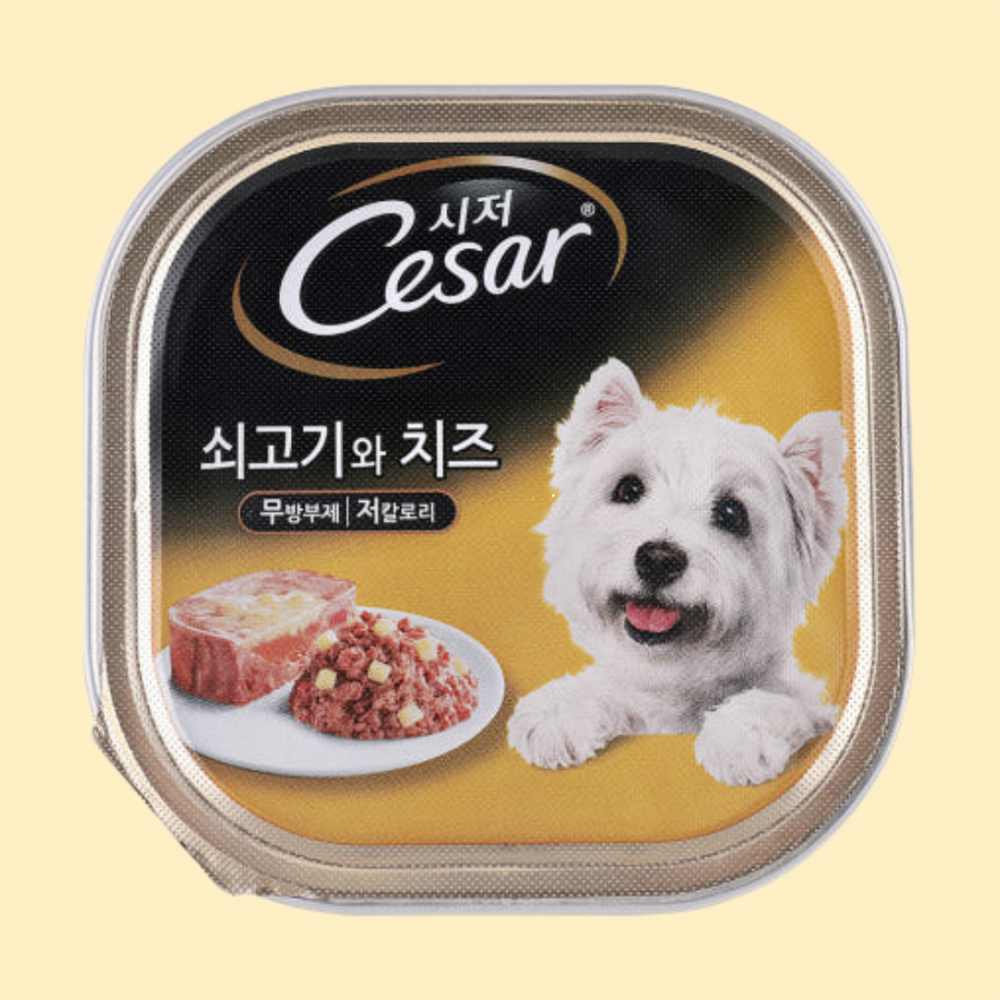 시저 강아지 습식사료 소고기와 치즈 100g
