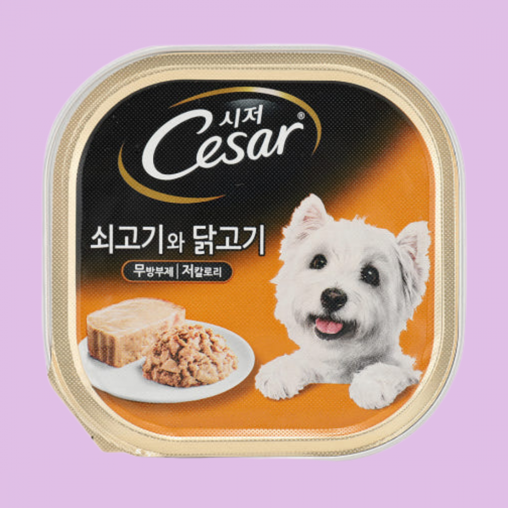 시저 강아지 습식사료 소고기와 닭고기 100g