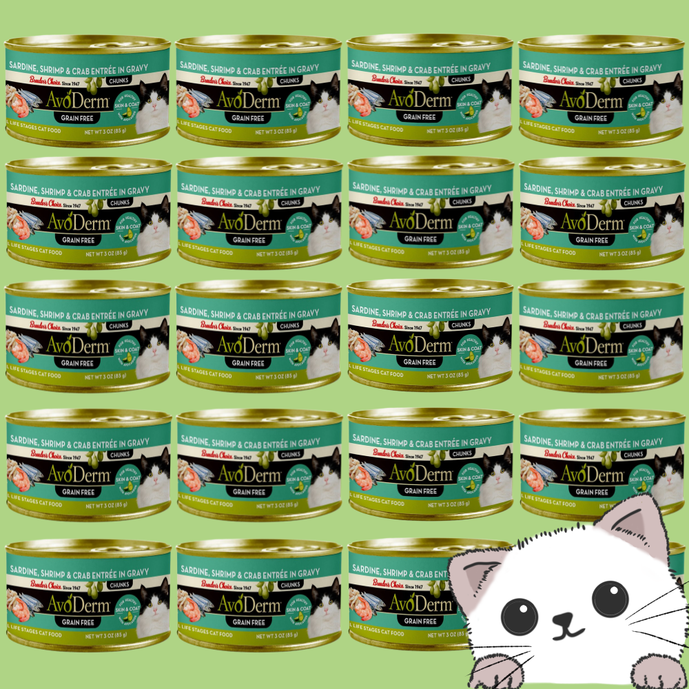 아보덤 캣 내추럴 그레인프리 주식캔 정어리+새우+게살 85gX24개