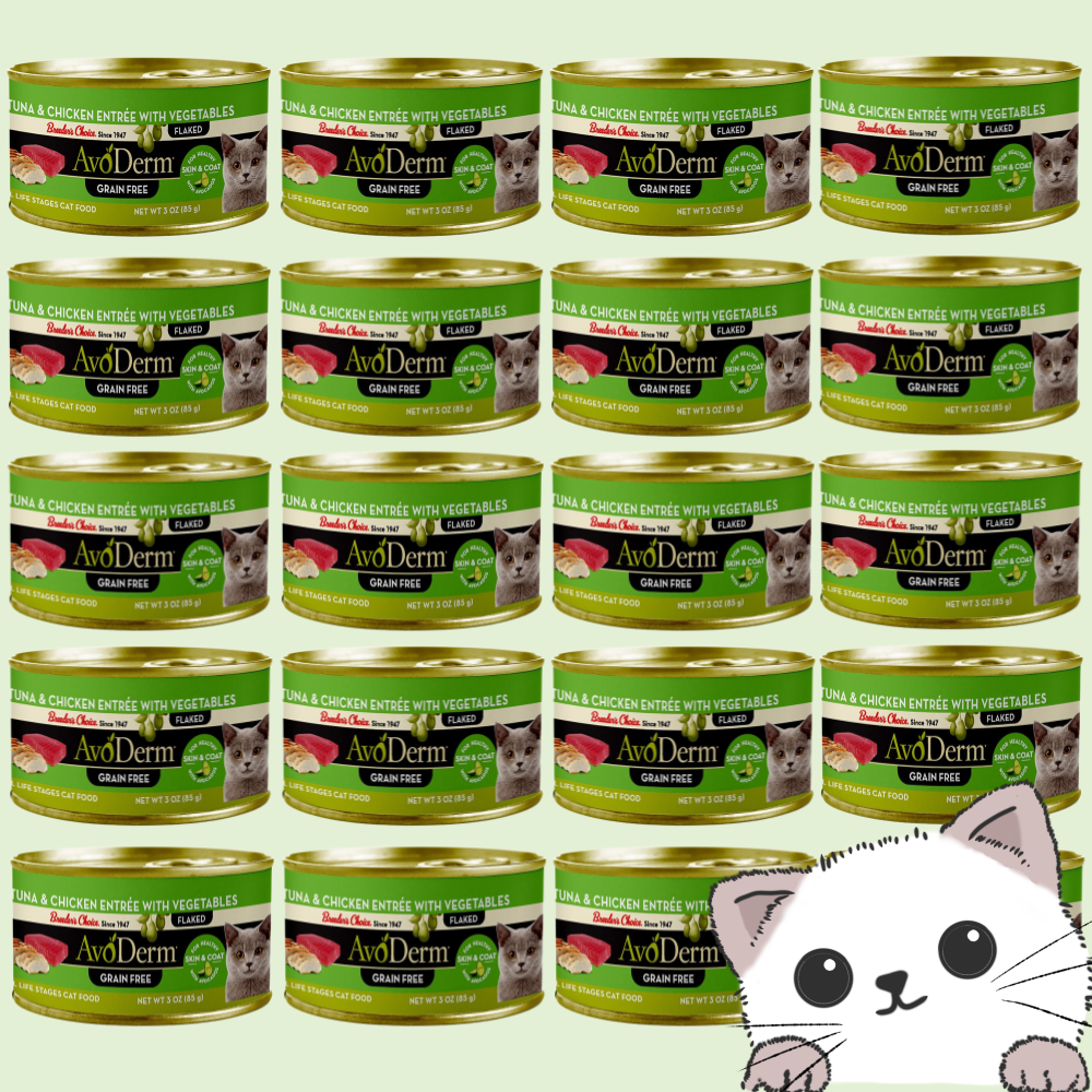 아보덤 캣 내추럴 그레인프리 주식캔 참치+치킨 85gX24개