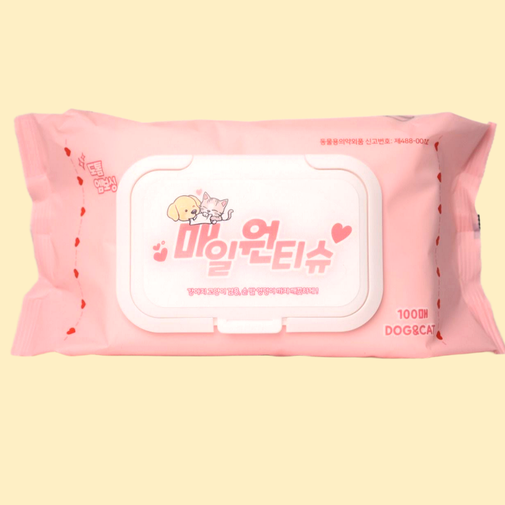 매일원티슈 엠보싱 대형 반려동물 전신물티슈 100매