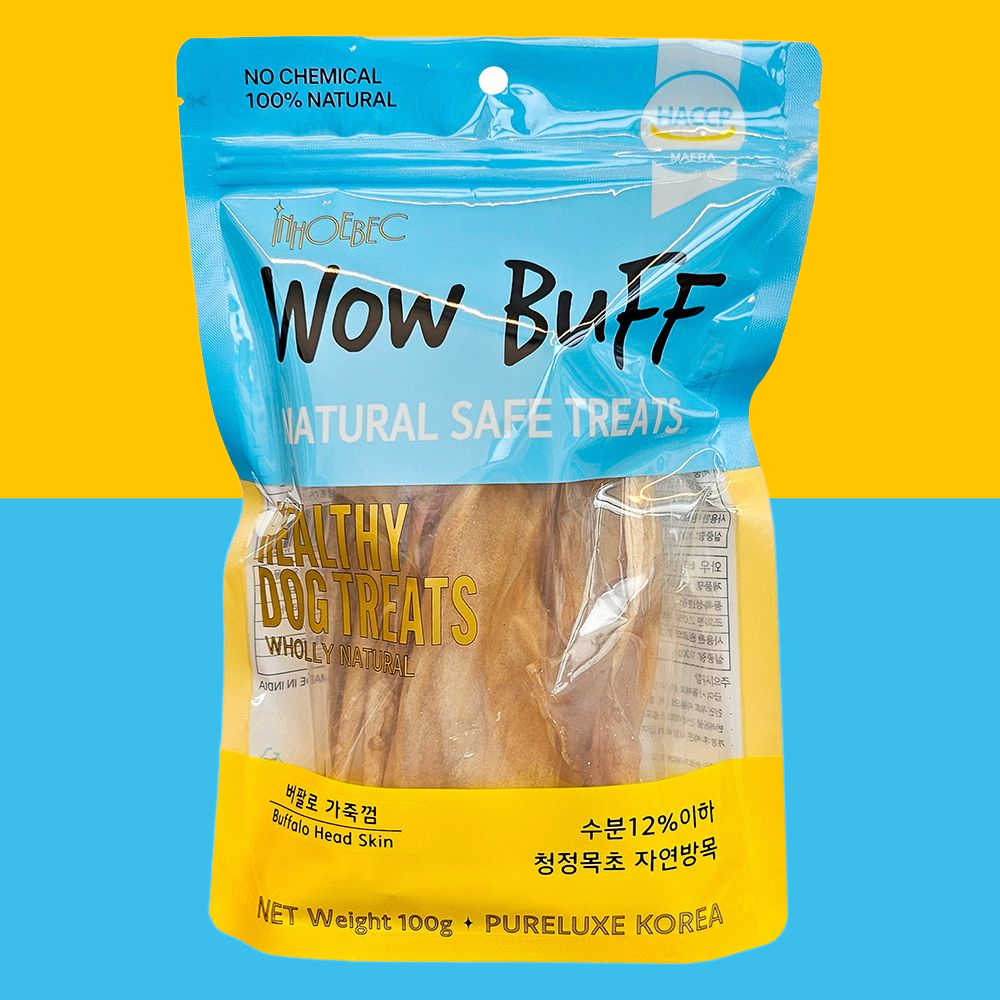 인호벡 냉장생육 저온건조 천연간식 와우버프 버팔로 가죽껌 15cm 100g